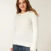 Camisola com gola redonda e padrão trançado