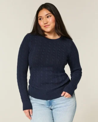 Camisola com gola redonda e padrão trançado