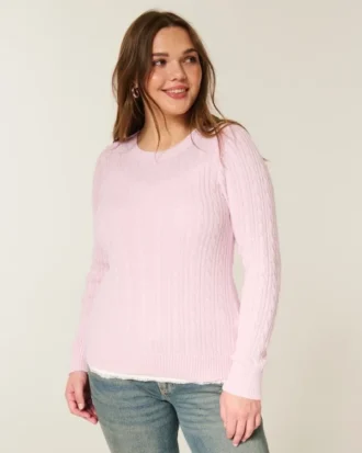 Camisola com gola redonda e padrão trançado