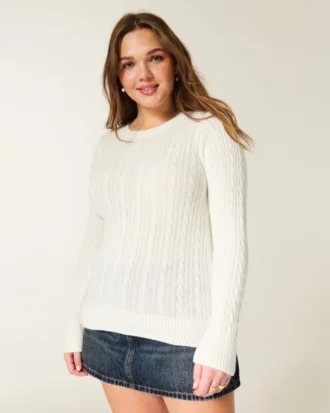Camisola com gola redonda e padrão trançado