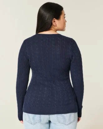 Camisola com gola redonda e padrão trançado