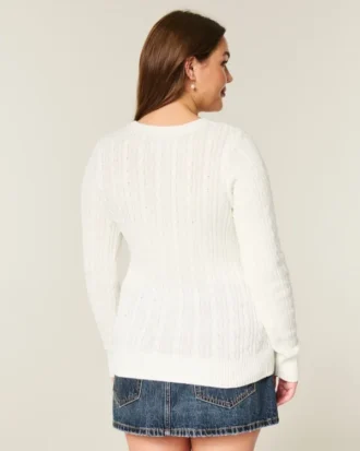 Camisola com gola redonda e padrão trançado