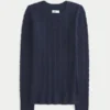 Camisola com gola redonda e padrão trançado