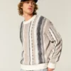 Camisola com gola redonda às riscas