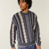 Camisola com gola redonda às riscas