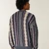 Camisola com gola redonda às riscas