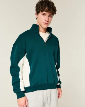 Camisola com logótipo e fecho de correr até um quarto
