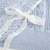 Camisola com mangas com laços e padrão trançado