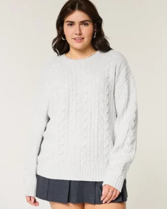 Camisola confortável com malha trançada da Hollister