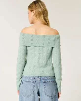 Camisola confortável com ombros descobertos e costura em nuvem da Hollister