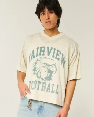 Camisola curta com gráfico de futebol americano Fairview