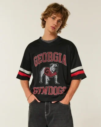 Camisola de futebol com estampado da Universidade da Geórgia Bulldogs
