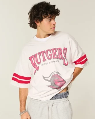 Camisola de futebol com gráfico da Rutgers University Scarlet Knights