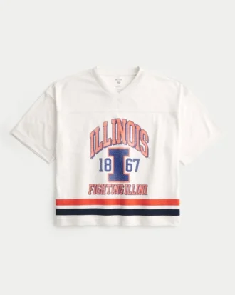 Camisola de futebol com gráfico da Universidade de Illinois Fighting Illini