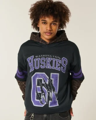 Camisola de futebol com gráfico da Universidade de Washington Huskies