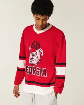 Camisola de hóquei com estampado da Universidade da Geórgia Bulldogs