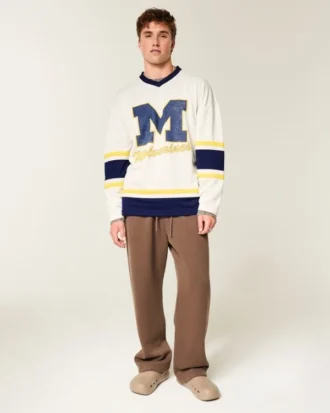 Camisola de hóquei com estampado da Universidade de Michigan Wolverines