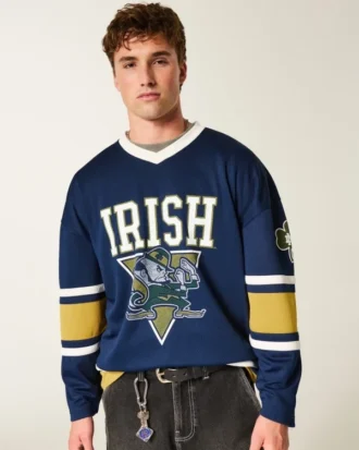Camisola de hóquei com estampado Fighting Irish da Universidade de Notre Dame