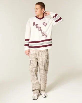 Camisola de hóquei com gráfico da Texas A&M University Aggies