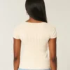 Camisola de manga curta com decote quadrado