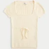 Camisola de manga curta com decote quadrado