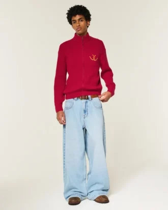 Camisola descontraída com fecho e estampado Horseshoe