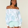 Camisola fácil de tie-dye com ombros descobertos