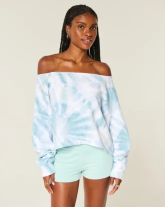 Camisola fácil de tie-dye com ombros descobertos