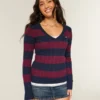 Camisola icónica com gola em V e malha trançada