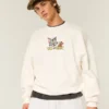 Camisola larga com estampa Tom e Jerry