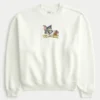 Camisola larga com estampa Tom e Jerry