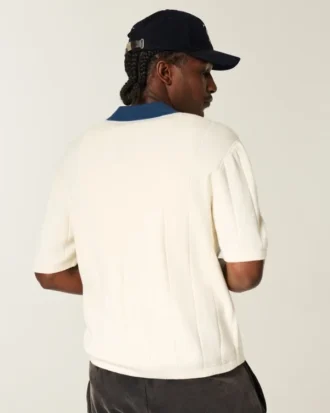 Camisola polo de manga curta e corte quadrado