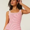 Camisola sem costuras com costura canelada e decote quadrado