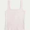 Camisola sem costuras com costura canelada e decote quadrado
