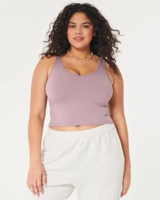 Camisola sem costuras com gola em V e tecido canelado