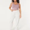 Camisola sem costuras com gola em V e tecido canelado