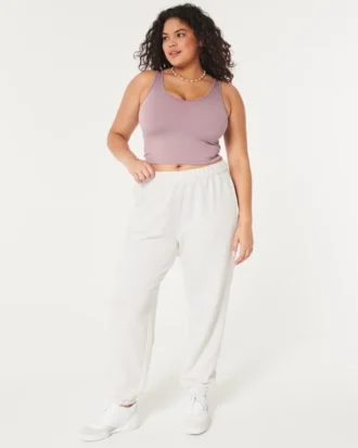 Camisola sem costuras com gola em V e tecido canelado