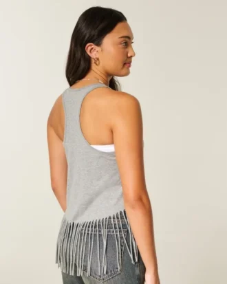 Camisola sem mangas com franjas e estampado Velvet Valley