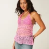 Camisola sem mangas estilo croché