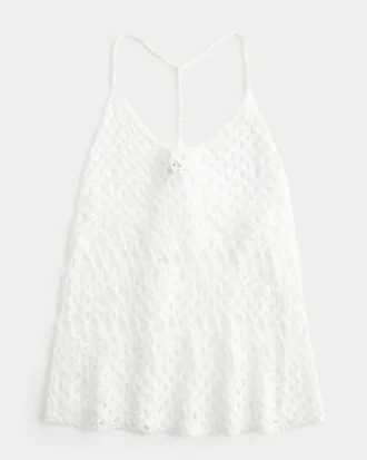 Camisola sem mangas estilo croché