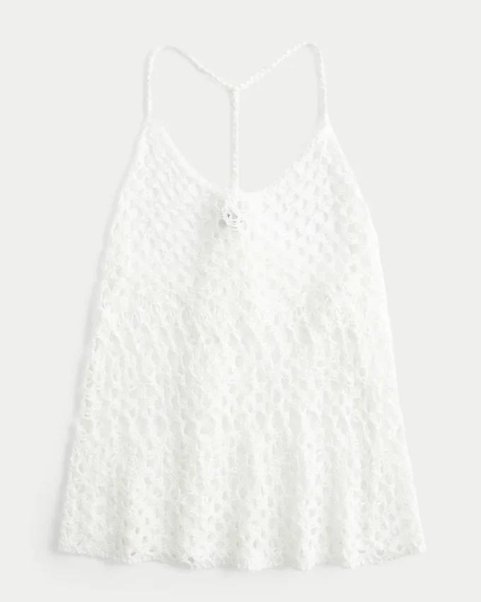 Camisola sem mangas estilo croché