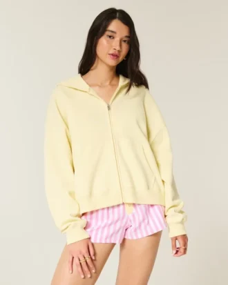 Casaco com capuz e fecho com estampa de estrela do mar oversized