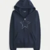 Casaco com capuz e fecho com estampa de estrelas