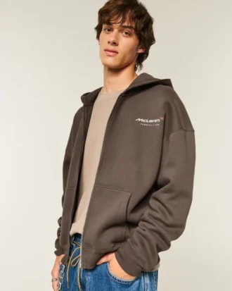 Casaco com capuz e fecho com estampado Boxy McLaren