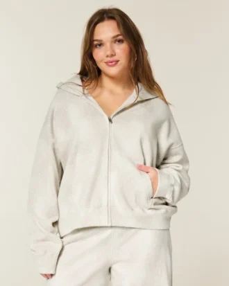 Casaco com capuz e fecho com estampado de corça oversized