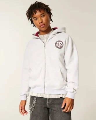 Casaco com capuz e fecho com estampado gráfico da Texas A&M University Aggies