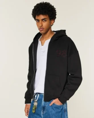 Casaco com capuz e fecho de correr Boxy Zip-Up Good Luck Graphic Hoodie