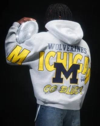 Casaco com capuz e fecho de correr da Universidade de Michigan Wolverines