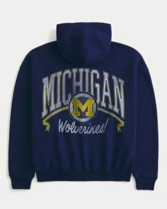 Casaco com capuz e fecho de correr da Universidade de Michigan Wolverines