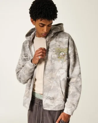 Casaco com capuz e fecho de correr da Universidade de Oregon Ducks com padrão camuflado
